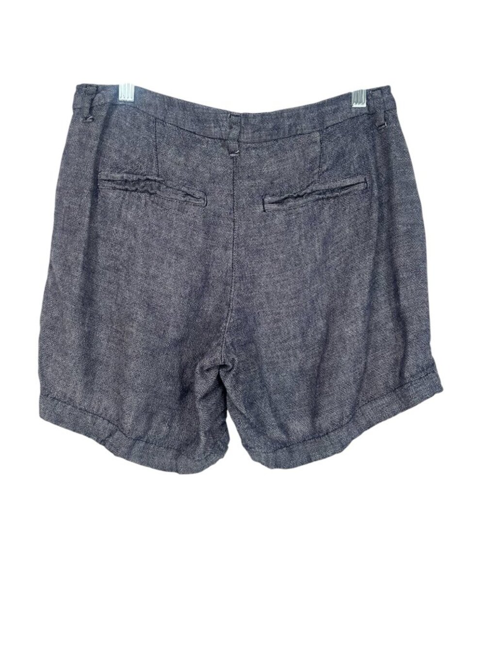 Old Navy Navy Blue Linen Blend Herringbone Shorts 2 Cuffed Summer Coastal - Picture 2 of 7